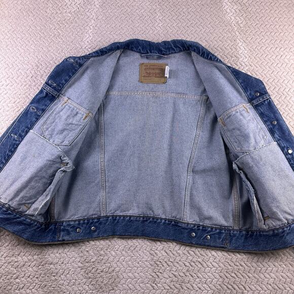 Vintage Levis Trucker Jacket Womens Large Denim Cropped Y2K 2001 Biker Grunge - Picture 13 of 16